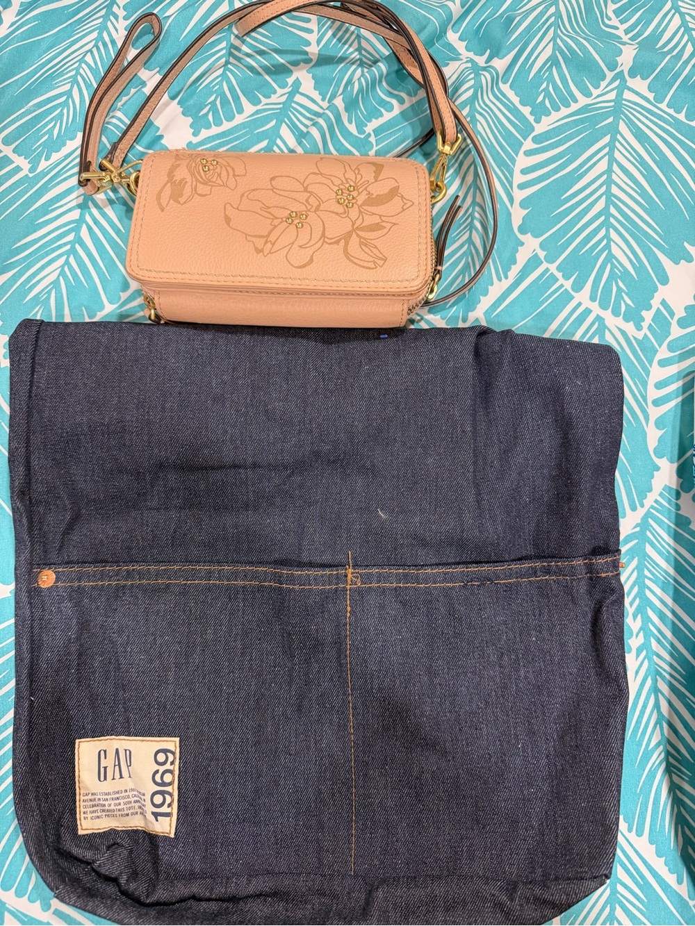 Peach Floral Crossbody Bag - Unbranded